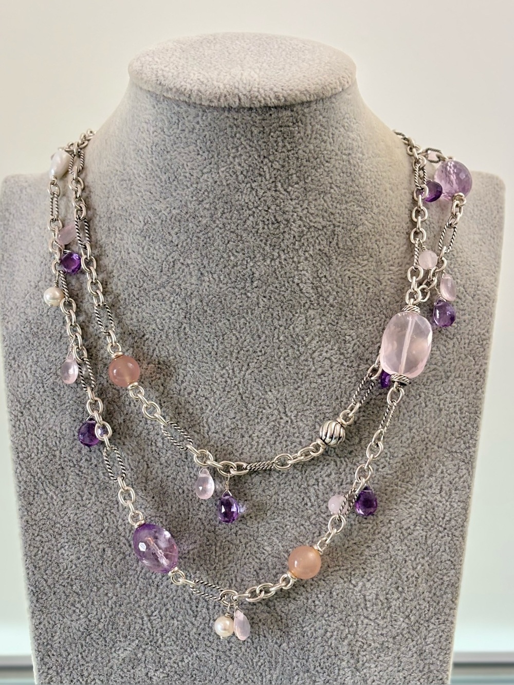 David Yurman Sterling silver Multi-Stone Bijoux Station Necklace 49"